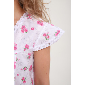 Сорочка женская "Света" М121 ситец шуя (р-ры: 46-60) красные цветы