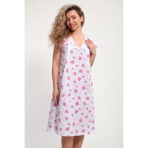 Сорочка женская "Света" М121 ситец шуя (р-ры: 46-60) красные цветы