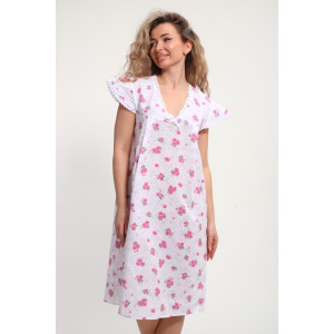 Сорочка женская "Света" М121 ситец шуя (р-ры: 46-60) красные цветы