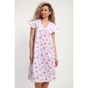 Сорочка женская "Света" М121 ситец шуя (р-ры: 46-60) красные цветы