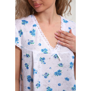 Сорочка женская "Света" М121 ситец шуя (р-ры: 46-60) синие цветы
