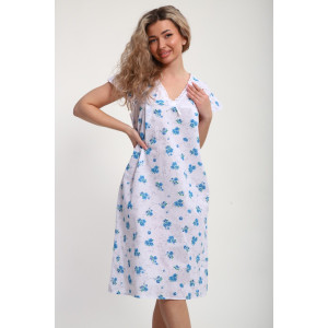 Сорочка женская "Света" М121 ситец шуя (р-ры: 46-60) синие цветы