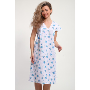 Сорочка женская "Света" М121 ситец шуя (р-ры: 46-60) синие цветы