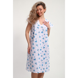 Сорочка женская "Света" М121 ситец шуя (р-ры: 46-60) синие цветы