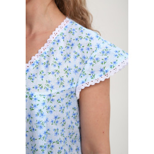 Сорочка женская "Света" М121 ситец шуя (р-ры: 46-60) цветы на голубом