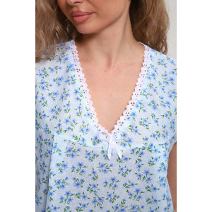 Сорочка женская "Света" М121 ситец шуя (р-ры: 46-60) цветы на голубом