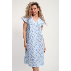 Сорочка женская "Света" М121 ситец шуя (р-ры: 46-60) цветы на голубом