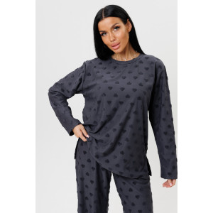 Костюм двойка женский 2231 махра-жаккард (последний размер) графит 50 Костюм двойка женский 2231 махра-жаккард (последний размер) графит 50