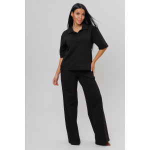 Костюм двойка женский №2157/1 футер 2-х нитка (последний размер) черный 48,50,52,54