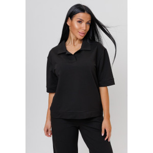 Костюм двойка женский №2157/1 футер 2-х нитка (последний размер) черный 48,50,52,54