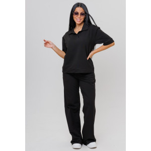 Костюм двойка женский №2157/1 футер 2-х нитка (последний размер) черный 48,50,52,54