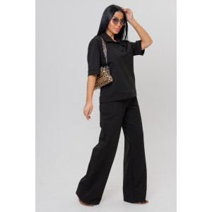 Костюм двойка женский №2157/1 футер 2-х нитка (последний размер) черный 48,50,52,54