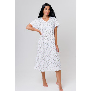 Сорочка женская 2056/5 кулирка (последний размер) зелёные листики 72,74