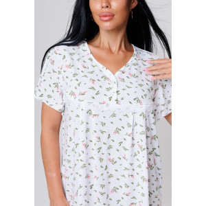 Сорочка женская 2056/5 кулирка (последний размер) зелёные листики 72,74