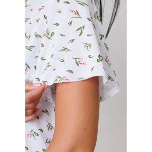 Сорочка женская 2056/5 кулирка (последний размер) зелёные листики 72,74