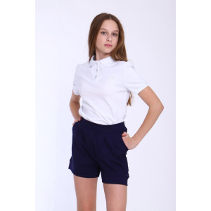 Футболка-поло школьная "Джейн" рибана с лайкрой (последний размер) белый 158