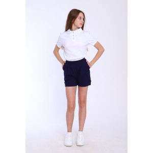 Футболка-поло школьная "Джейн" рибана с лайкрой (последний размер) белый 158