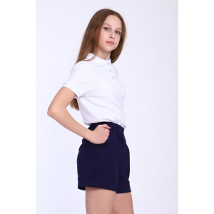 Футболка-поло школьная "Джейн" рибана с лайкрой (последний размер) белый 158