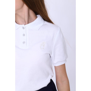 Футболка-поло школьная "Джейн" рибана с лайкрой (последний размер) белый 158