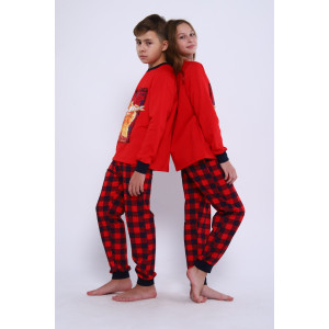 Пижама детская "Феликс" футер 2-х нитка с начесом (последний размер) красный 164 Пижама детская "Феликс" футер 2-х нитка с начесом (последний размер) красный 164