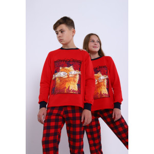 Пижама детская "Феликс" футер 2-х нитка с начесом (последний размер) красный 164 Пижама детская "Феликс" футер 2-х нитка с начесом (последний размер) красный 164