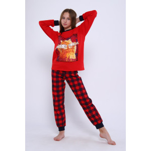 Пижама детская "Феликс" футер 2-х нитка с начесом (последний размер) красный 164 Пижама детская "Феликс" футер 2-х нитка с начесом (последний размер) красный 164