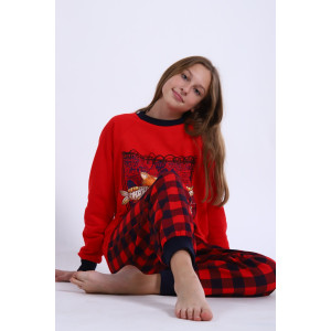 Пижама детская "Феликс" футер 2-х нитка с начесом (последний размер) красный 164 Пижама детская "Феликс" футер 2-х нитка с начесом (последний размер) красный 164