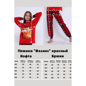 Пижама детская "Феликс" футер 2-х нитка с начесом (последний размер) красный 164 Пижама детская "Феликс" футер 2-х нитка с начесом (последний размер) красный 164
