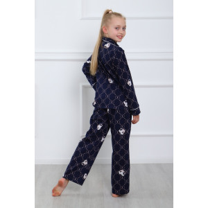 Пижама детская МЛШ-20 "Модная" кулирка (последний размер) синий-белый 122