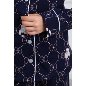 Пижама детская МЛШ-20 "Модная" кулирка (последний размер) синий-белый 122