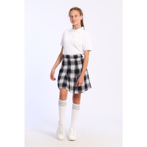 Юбка школьная "Корт" текстильное полотно (последний размер) черная клетка 140