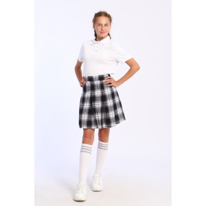 Юбка школьная "Корт" текстильное полотно (последний размер) черная клетка 140