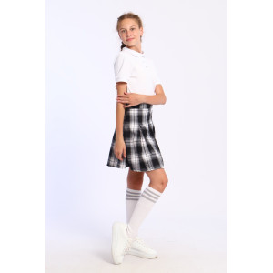 Юбка школьная "Корт" текстильное полотно (последний размер) черная клетка 140