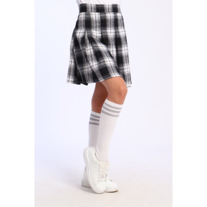 Юбка школьная "Корт" текстильное полотно (последний размер) черная клетка 140