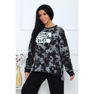 Костюм двойка женский 00963 футер с лайкрой (последний размер) черный 56