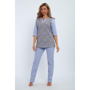 Пижама женская 01059 футер с начёсом (последний размер) серо-голубой 50,52,54