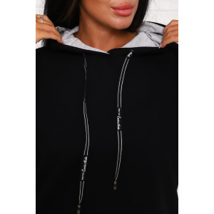 Толстовка женская 944-1 футер с лайкрой (последний размер) черный 46,48,52