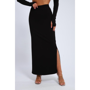 Юбка женская 01056 (макси) футер с лайкрой 2-х нитка (последний размер) черный 52,56,60