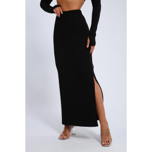 Юбка женская 01056 (макси) футер с лайкрой 2-х нитка (последний размер) черный 52,56,60