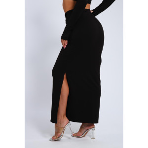 Юбка женская 01056 (макси) футер с лайкрой 2-х нитка (последний размер) черный 52,56,60