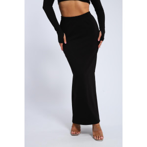 Юбка женская 01056 (макси) футер с лайкрой 2-х нитка (последний размер) черный 52,56,60