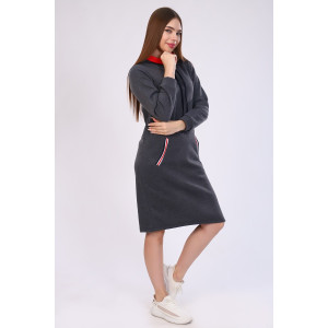 Платье-толстовка женское №52231 футер 3-х нитка (последний размер) графит 44,48,54