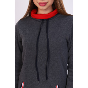 Платье-толстовка женское №52231 футер 3-х нитка (последний размер) графит 44,48,54