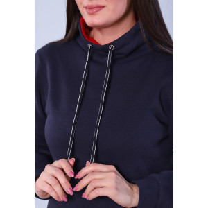 Платье-толстовка женское №52231 футер 3-х нитка (последний размер) темно-синий 52