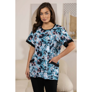 Костюм двойка женский 557/14 кулирка (р-ры: 48-62) ментол-черный