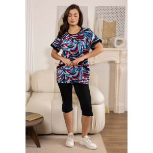 Костюм двойка женский 557/15 кулирка (р-ры: 48-62) малиновый-черный