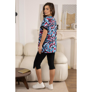 Костюм двойка женский 557/15 кулирка (р-ры: 48-62) малиновый-черный