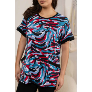 Костюм двойка женский 557/15 кулирка (р-ры: 48-62) малиновый-черный