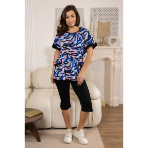 Костюм двойка женский 557/16 кулирка (р-ры: 48-62) синий-черный