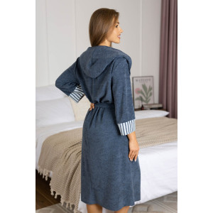 Халат женский 2126 махра (р-ры: 48-62) синий